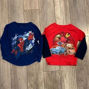 Long sleeve cars and Spider-Man shirt